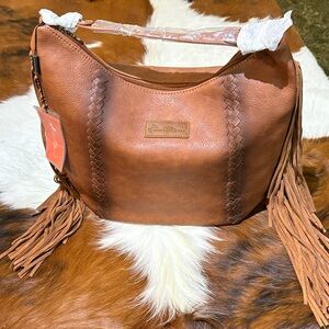 One Brown/ One Yellow Leather Fringed Women's Conceal and Carry Bag